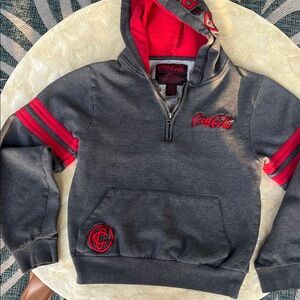 Coca-Cola Charcoal and Crimson Hoodie Small Vintage Quarter Zip